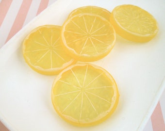 Realistic Big Lemon Slice Cabochons Fruit Slices Citrus