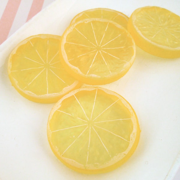 Realistic Big Lemon Slice Cabochons Fruit Slices Citrus