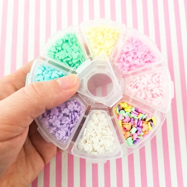 1 Wheel Mouse Ear Sprinkle Themed Polymer Sprinkle Mix-in Sets with 8 compartments