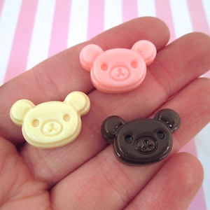 6 cabochons en résine rose, marron et crème, jolis cabochons en plastique acrylique à dos plat en pâtisserie kawaii, #097a