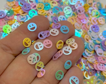 Kleurrijk pastel regenboog iriserend verschuiving 6 mm smile face glitter, smiley emoji kawaii beker shaker slijmvoorraad F565