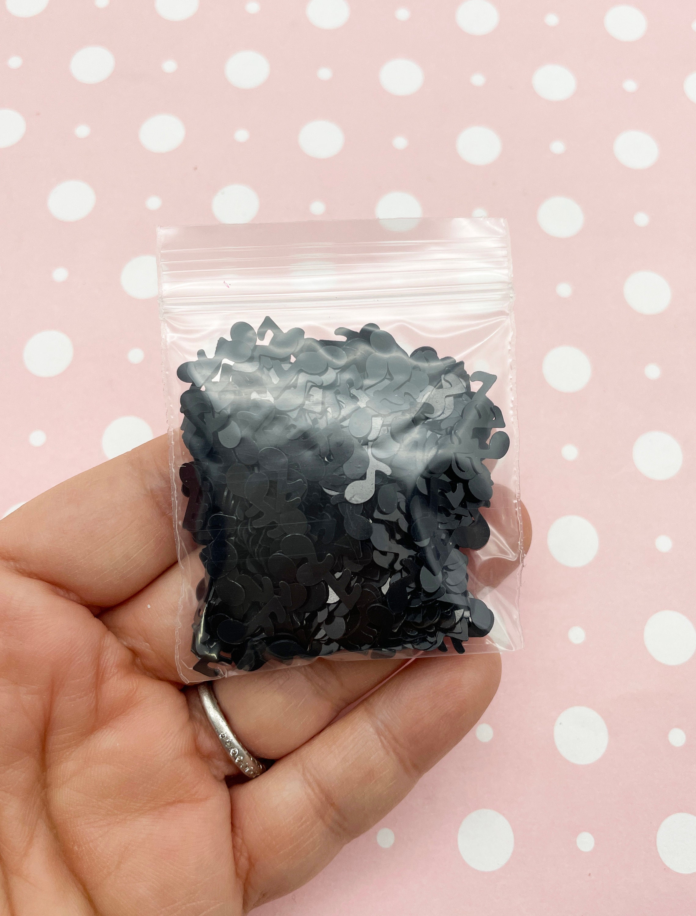 Glitter Jazz Notes Black 11mm Music Note Plastic Craft Glitter, Table Scatter Slime Supply ...