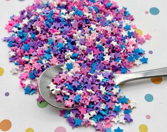 UNICORN STARDUST Star Sprinkle Mix, Polymer Clay Fake Sprinkles, Decoden Funfett Jimmies, E68