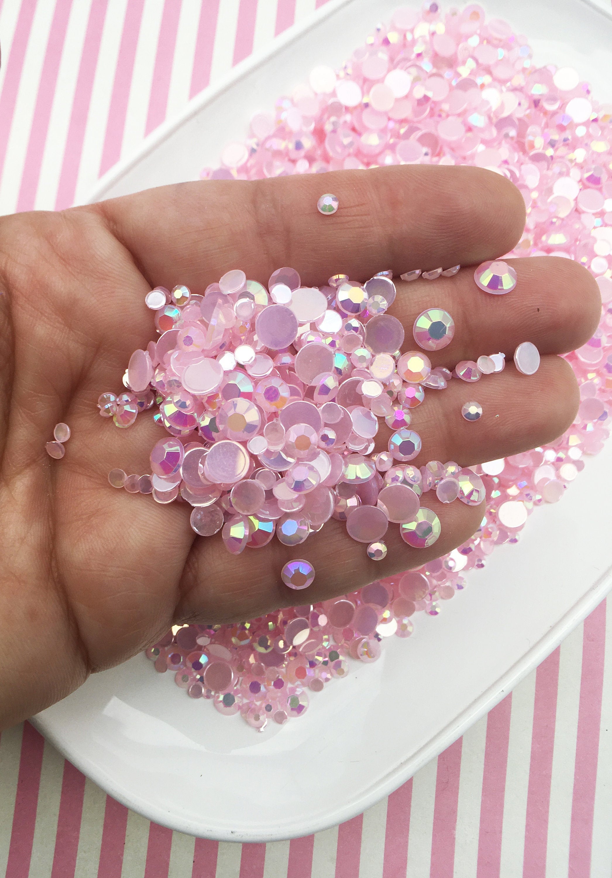 10 Grams Multi-size Pastel Pink AB Jelly Rhinestones, Baby Pink Flat Backed  Resin Faceted Cabs, 3mm 4mm 5mm 6mm OT11 