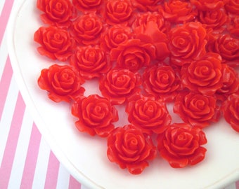 10 Red Rose Cabochons 20mm