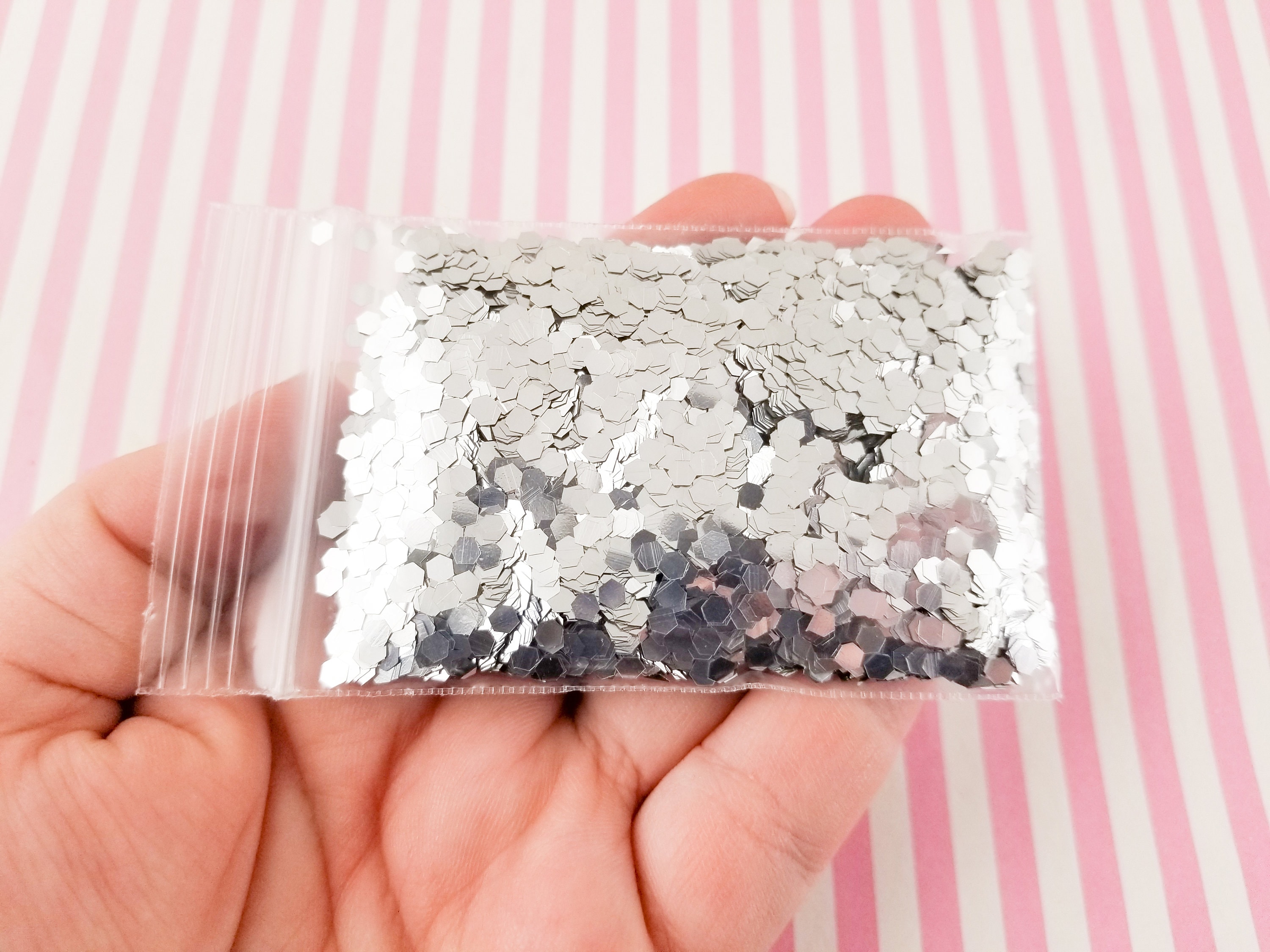 Chunky Hex Silver Confetti Glitter Hexagon Craft PVC Glitter Etsy