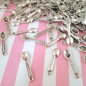 20 Silver Spoon Charms, Perfect for Miniature Food, #DH92