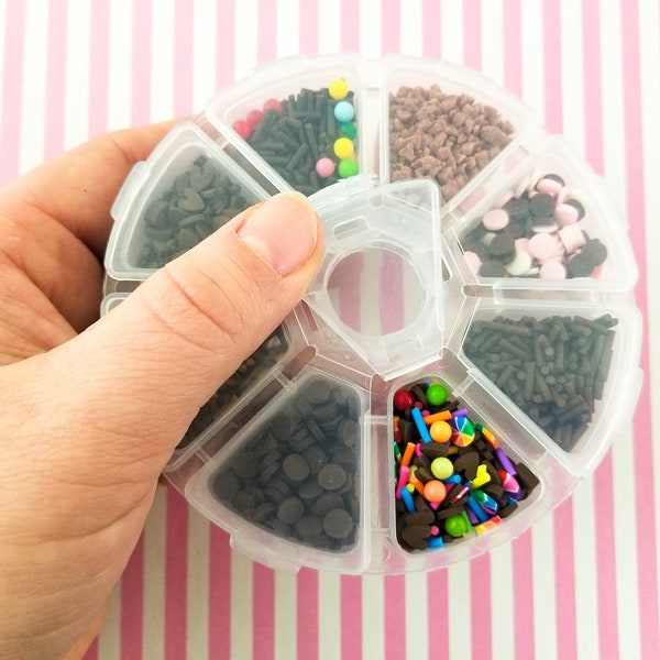 1 Wheel Chocolate Themed Polymer Sprinkle Mix-in Sets with 8 compartments