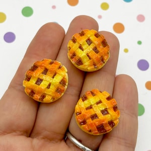 6 Cabochões de sobremesa de torta de maçã com parte traseira plana de 20 mm de resina treliçada, acrílico de plástico com parte traseira plana para Ação de Graças ou Natal 345b