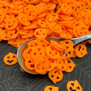 Neon Orange Polymer Clay Halloween Jack O'Lantern Pumpkin Sprinkles, Autumnal Spooky Faux NON EDIBLE Fake Bake Slime Supplies N238