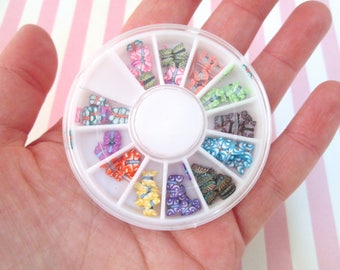 Assorted Polymer Clay Butterfly Slices, Nail Art Wheel, Over 120 pieces