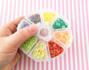 1 Wheel Fruit Sprinkle Themed Polymer Sprinkle Mix-in Sets with 8 compartments