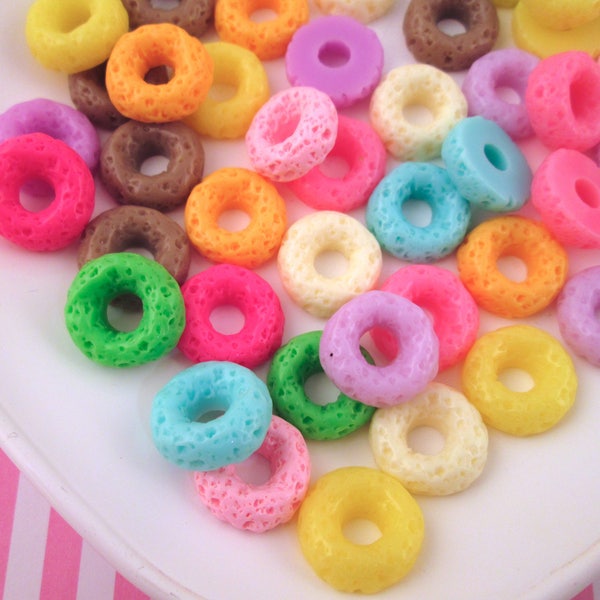 Multicolor  Fruit Rings Cereal Cabochons, Assorted Fruit Donut Cabochons, Pick your Amount, #1098