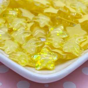 10 gouden glitterhars ster cabochons, schattige bling cabs 093b