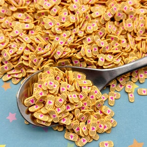 Heart Bandaid Polymer Clay NON EDIBLE clay sprinkles, Nail Art Slices, Resin Embellishments, Miniature, E253
