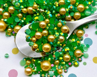 CASH MONEY Pérolas redondas de caviar e strass de resina com base plana, mix de brilho, artesanato infantil K179