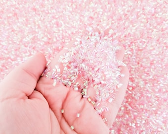 Bulk 500g Palest Ballerina Pink Iridescent Crispy Bingsu Beads for Crunchy Slime, Iridescent Straw Beads, 3D Glitter, Slime Supply,