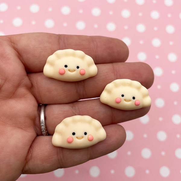 6 Cabochons de boulette de pâte autocollants kawaii souriant pot, cabochons de nourriture kawaii, cabochons de dimsum, # 605