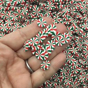 10mm Red Green Christmas Peppermint Starlight Mint Candy  Sprinkles,  Xmas Polymer Clay Mint Cabs, Diy X-mas Fake Bake Kids Crafts R62