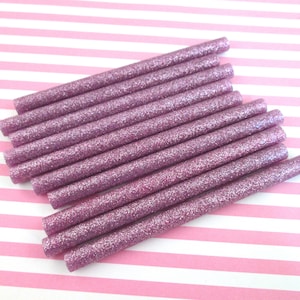 10 Plum Purple Glitter Hot Glue Sticks for Kawaii and Decoden Crafts (mini size)