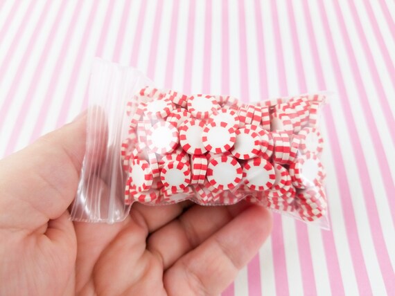Fake Candy Toppings | Conversation Heart Peppermint Polymer Clay Slices |  Kawaii Decoration | Faux Sweets Deco (5 grams)