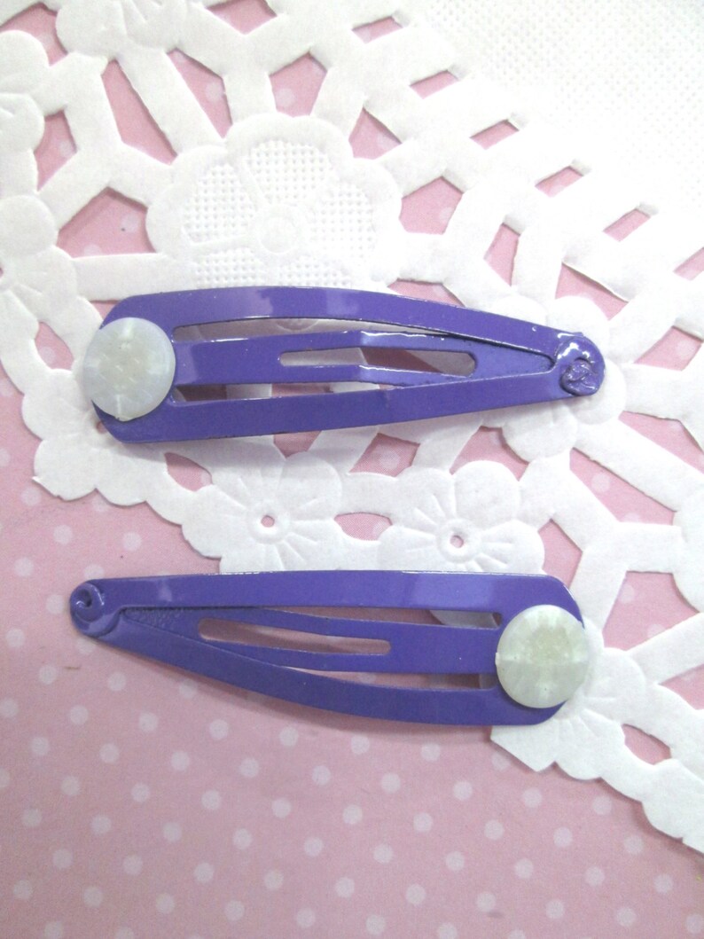 Purple Snap Hair Clip Barrettes With a Glue on Pad You Choose Etsy