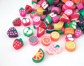 10 perles de fruits en pâte polymère assorties, jolies tranches pour Decoden, n° 284