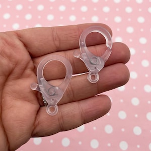 Five Huge Clear Acrylic Plastic Lobster Clasps, Big Resin Keychain Hooks F545
