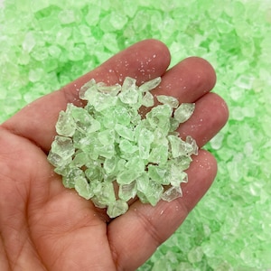 100g Acrylic MINT GREEN Silica Sand, Fake Gemstone Chunks, Fake Lava Geode Rock,  Coarse Plastic Rock Candy
