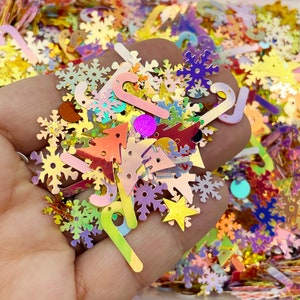 Assorted AB Christmas Glitter, Holiday Table Scatter Sequin Confetti, Tumbler Shaker Fill, Pick Your Amount, F716