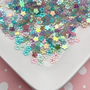 50 Pieces AB Multicolor Shift Jelly Flower Nail Cabochons, AB Flat Backed Resin Iridescent  Flower Cabs,  #1752