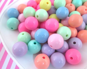 Zehn 16 mm Pastell Acryl Kunststoff Runde Bubble Gum Perlen, Chunky Gumball Harz Kugel Perlen Lieferungen, Basteln Kinder, J102