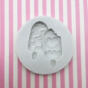 Cute Ice Cream Cone Popsicle Silicone Mold for Cabochons Charms and Pendants, Clay, Resin Etc, Icecream Mould Q114A