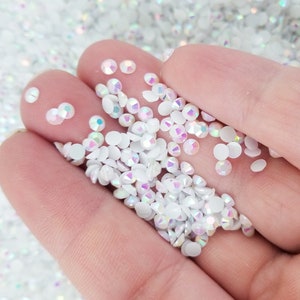 3mm Round AB Jelly Flatbacked Resin Rhinestones, White Flat Backed Acrylic Plastic, Pick Your Amount