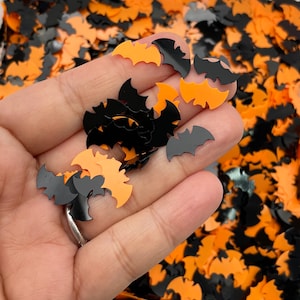 Saco de 10g de glitter para mesa de Halloween com morcego laranja e preto, F832
