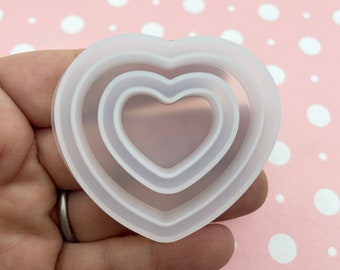 Double Heart Shaker Mold for Cabochons, 1 Part Silicone UV Mould, Clay, Resin Etc, Kawaii Silicone Mold Q165c
