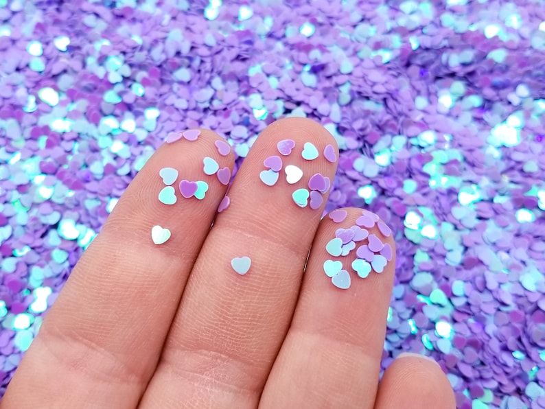 Lavender Purple Iridescent Shift Heart Glitter, Solid Heart Glit Lavender Purple Iridescent Shift Heart Glitter, Solid Heart Glit