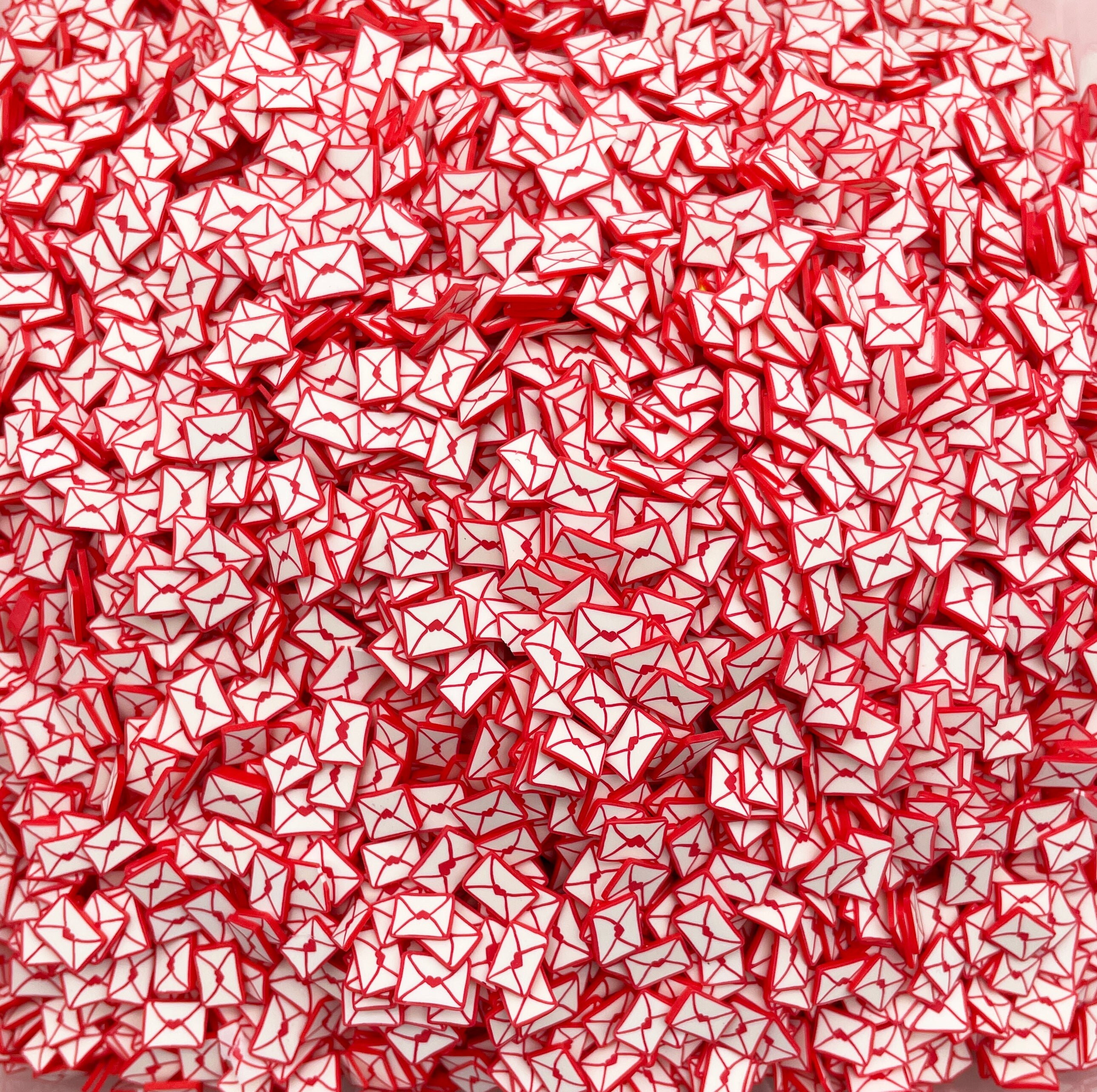 Red White Love Letter Note Envelope Polymer Clay Valentines Day