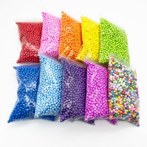 Pastel Foam Beads for Slime, 2mm or 4mm, Approx. 2.5 3 Cups, 10-15