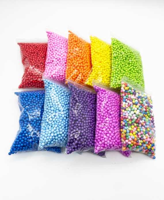 LARGE BRIGHT Foam Beads for Slime 2.5 3 Cups, 10-15 Grams 