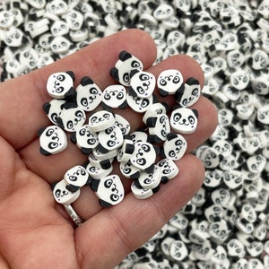 Granulado de argila de polímero de urso panda preto e branco de corte grosso maior, mistura de granulado falso Panda Fimo NÃO COMESTÍVEL, P1