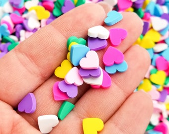 Polymer Clay Assorted Heart slices, Heart Nail Art Slices, Faux Food, Miniature Heart, Pick Your Amount, E193