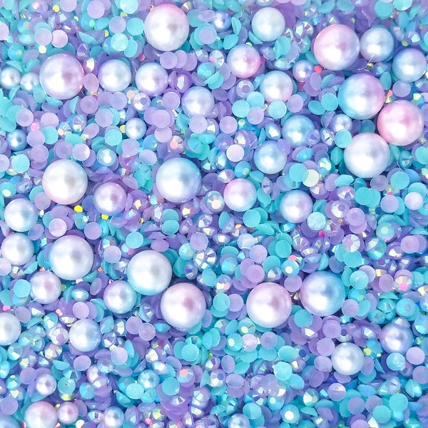 MERMAID KISSES Caviar Pearl Rhinestone Mix, Resin Rhinestones, Faux Pearls, Sprinkle Mix, Decoden K177*