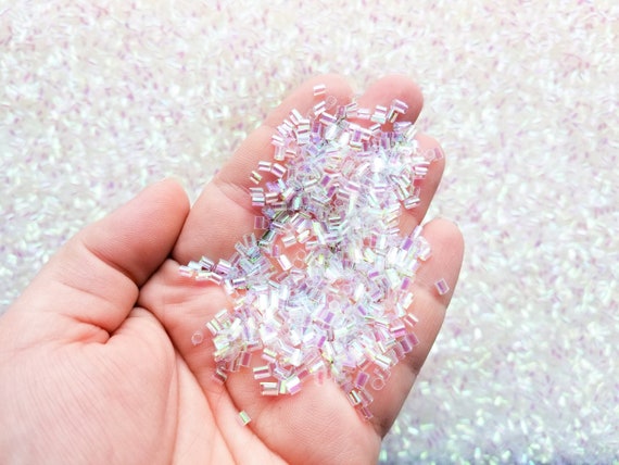 Bulk 500g Clear Iridescent Crispy Bingsu Beads for Crunchy Slime,  Iridescent Straw Beads, 3D Glitter, Slime Supply, 