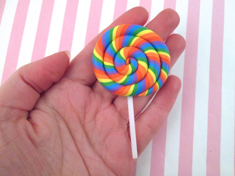 One Large Rainbow Polymer Clay Lollipops 188 Etsy New Zealand