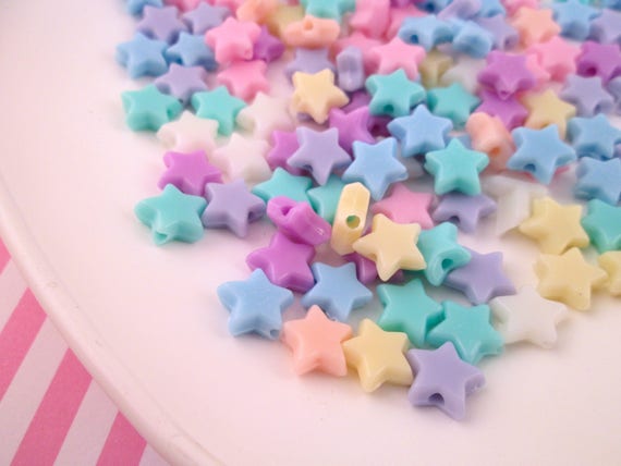 Fourty 10mm Pastel Fairy Kei Star Beads Kawaii Beads J56 - Etsy