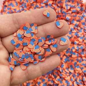 Vaterhafte herzförmige Polymer Clay Scheiben der amerikanischen Flagge, Nail Art Scheiben, nicht essbare Kunststreusel, 4. Juli, M192