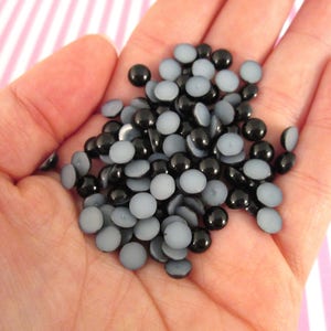 200 Black 6mm round flatbacked acrylic plastic pearl cabochons, flat backed resin cabs, glue on bedazzle bedazzling supply