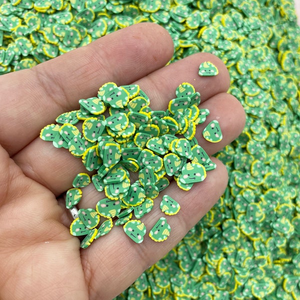 Green Dinosaur or Dragon Polymer Clay Sprinkles,  Non Edible Fake Sprinkle Slices G71