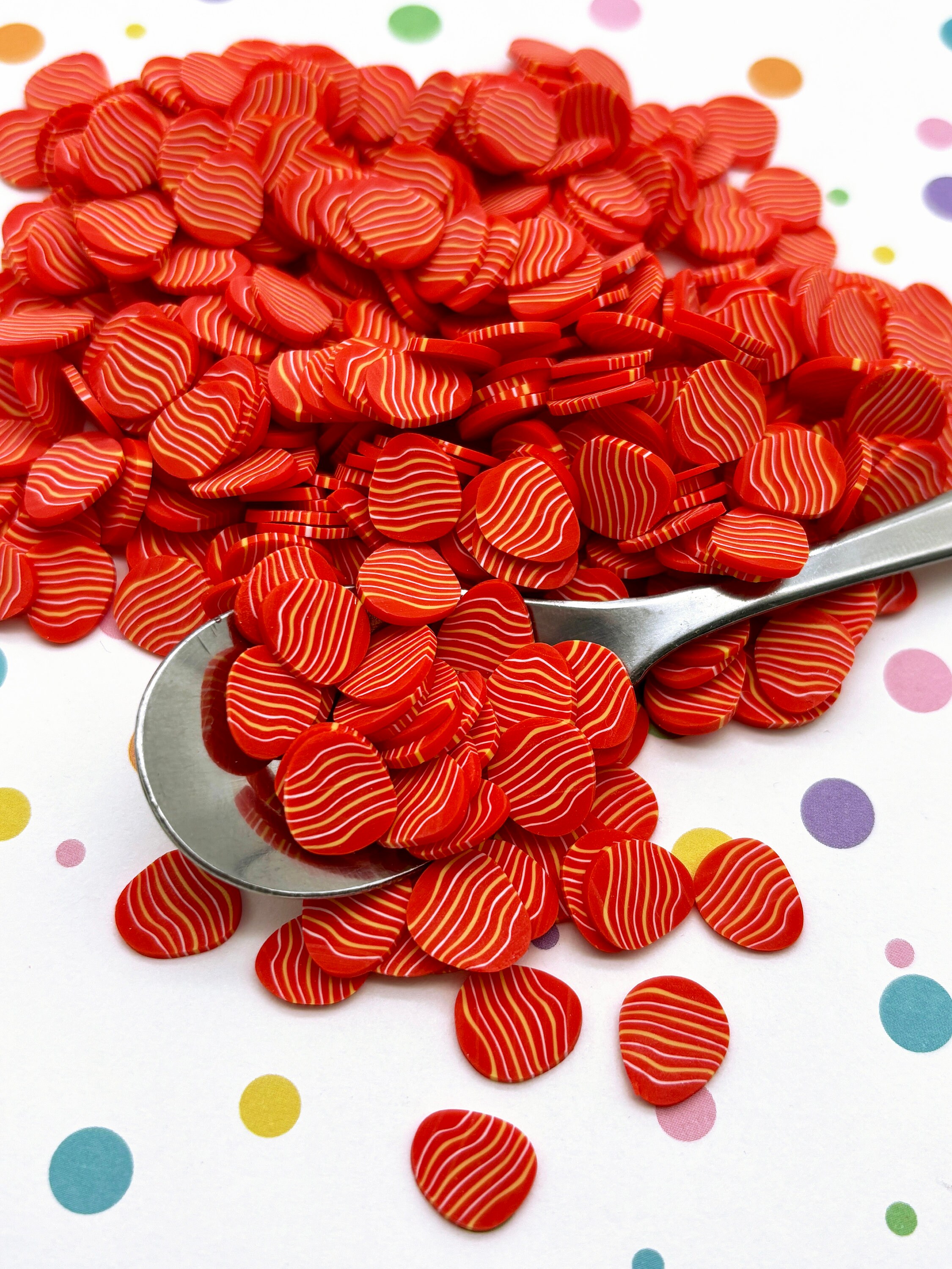 Larger Red Striped Easter Egg Polymer Clay Sprinkles, Easter Sprinkles, Fimo Fake Sprinkle Mix, Fimo Confetti Table Scatter N192